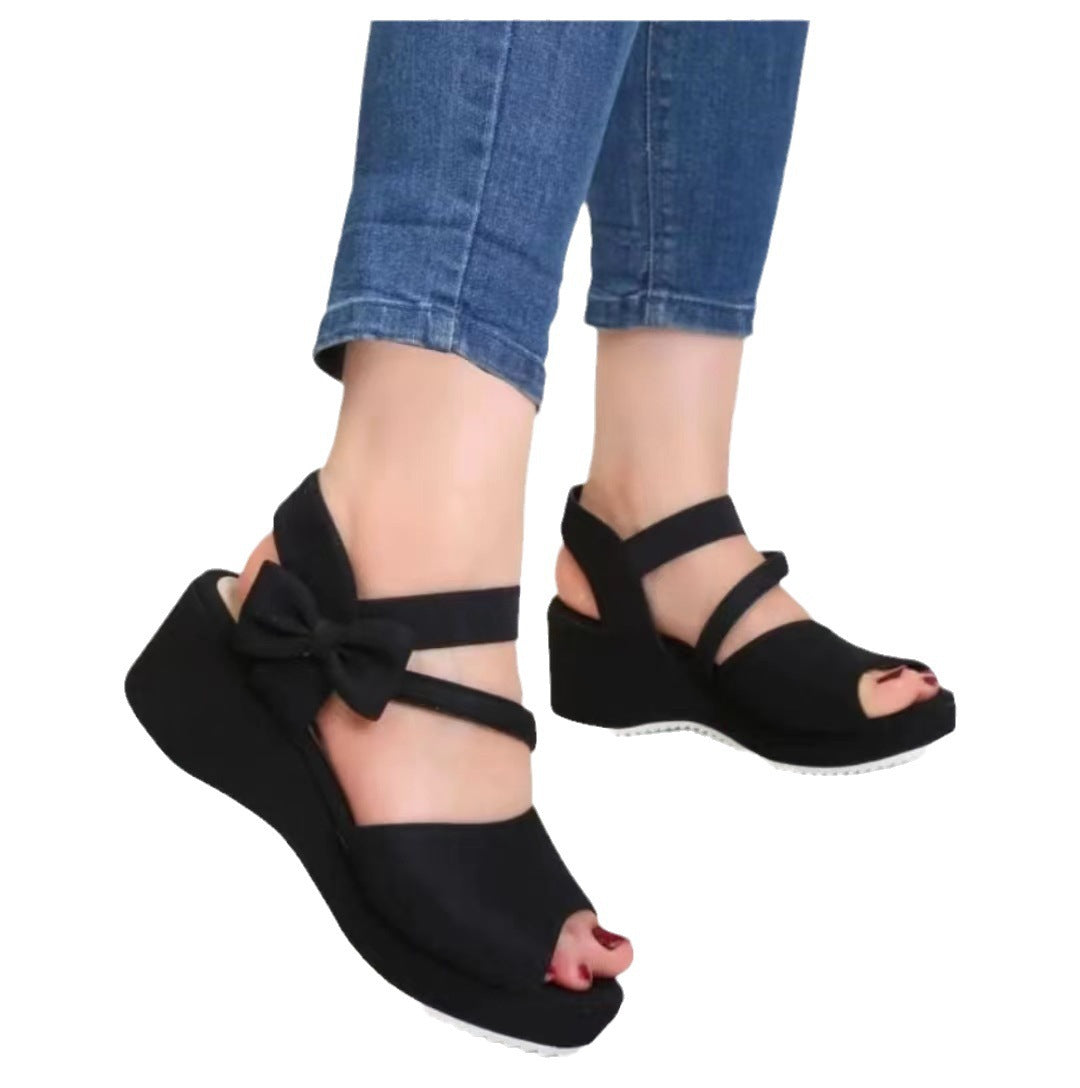 Dame Wedge-sandaler med elegant bueapplikation og skridsikker sål Skovae