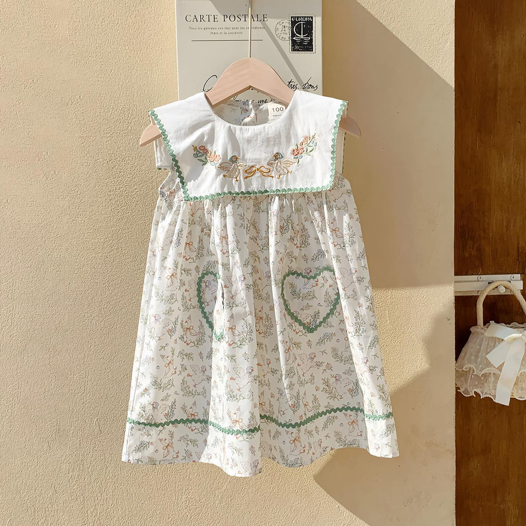 Pige Floral Broderet Sommerkjole Stilla