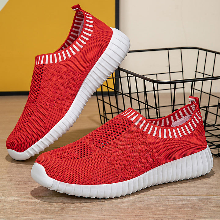 Damer nan elastisk slip-on komfort sneakers med tredimensionel strikstruktur og profileret let sål Skovae