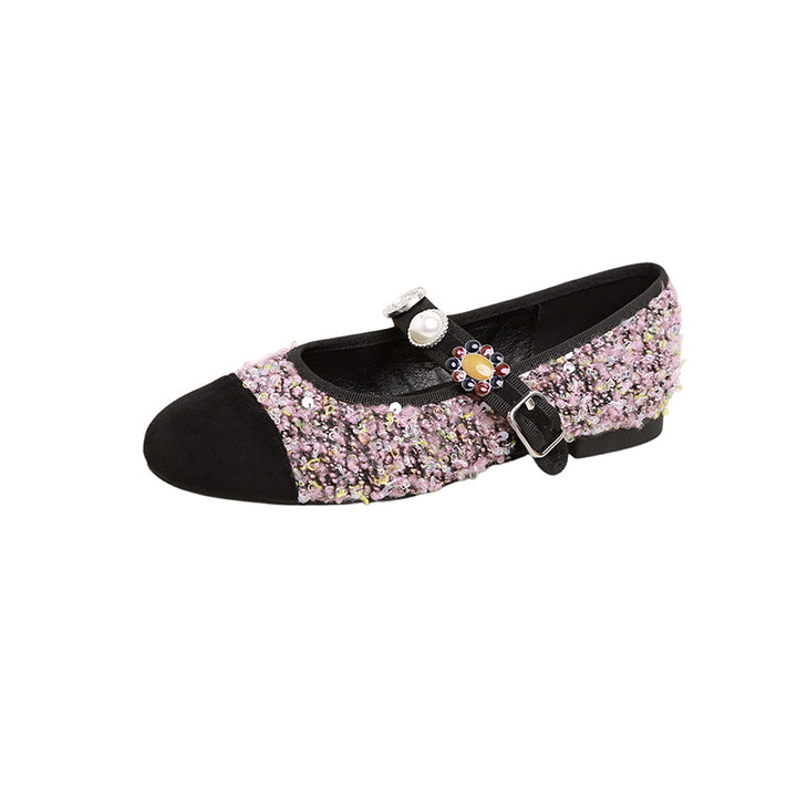Dame elegante Mary Jane sko med glitrende applikationer Stilla