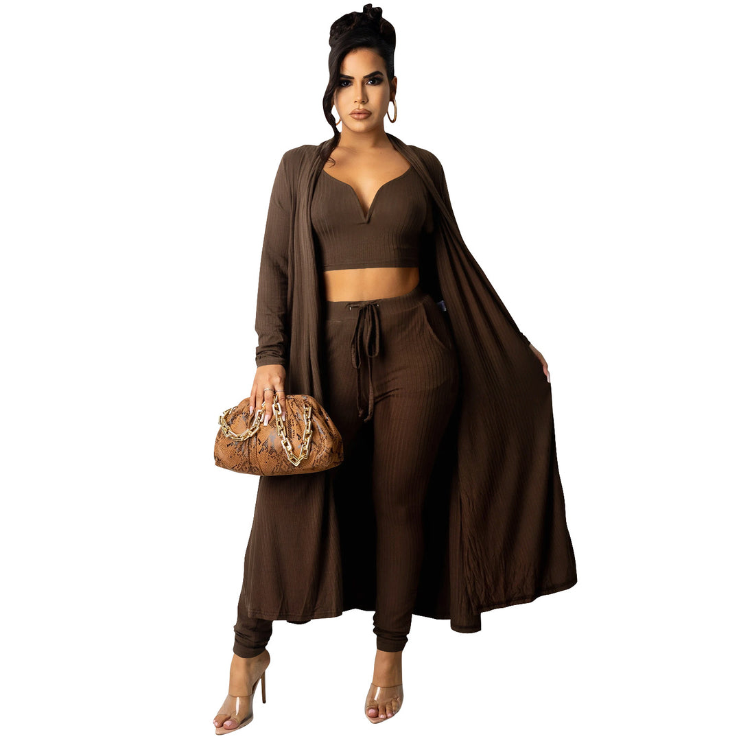 Dame To-delt sæt med crop-top og lang cardigan Stilla