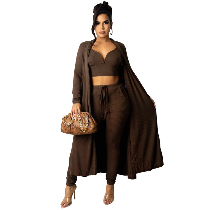 Dame To-delt sæt med crop-top og lang cardigan Stilla