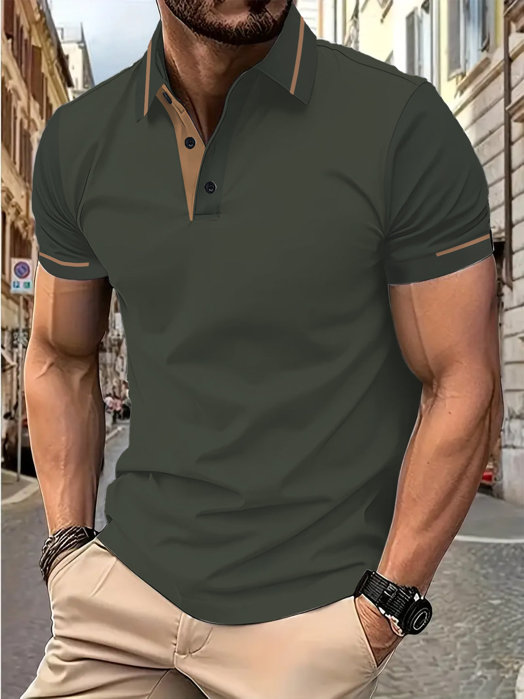 Herre Poloshirt med elegant krave og åndbar bomuldsblanding Stilla