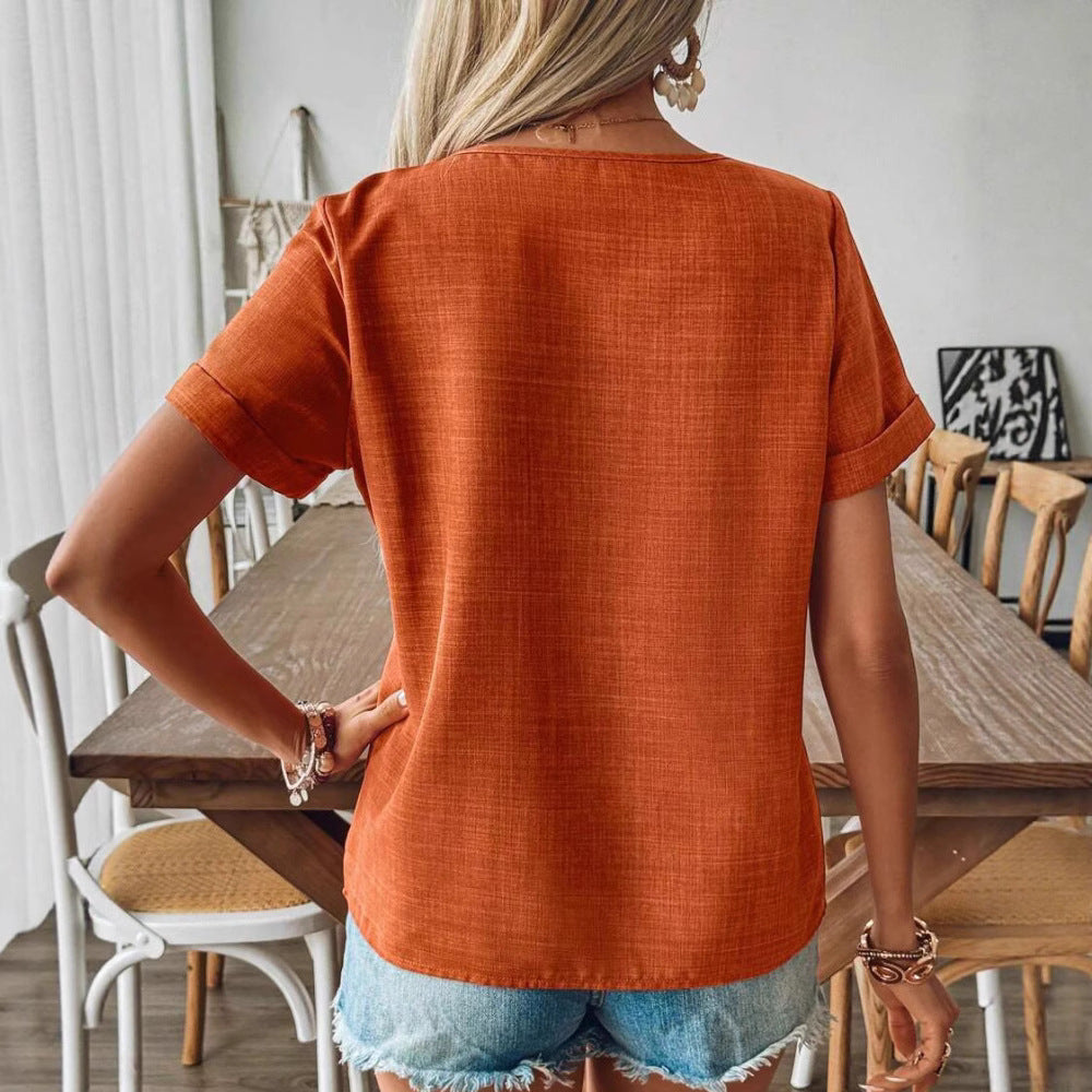 Dame Crop-top med knapdetaljer og afslappet snit Stilla