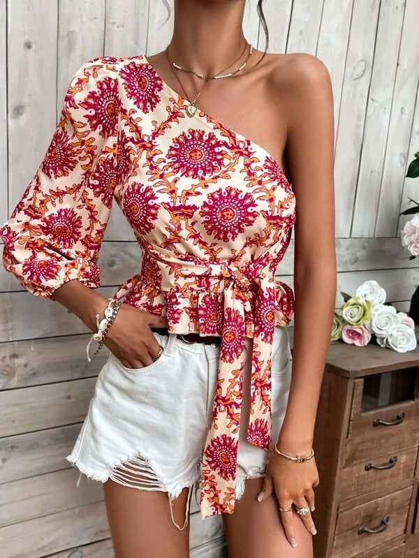 Dame One-Shoulder Peplum Top Stilla