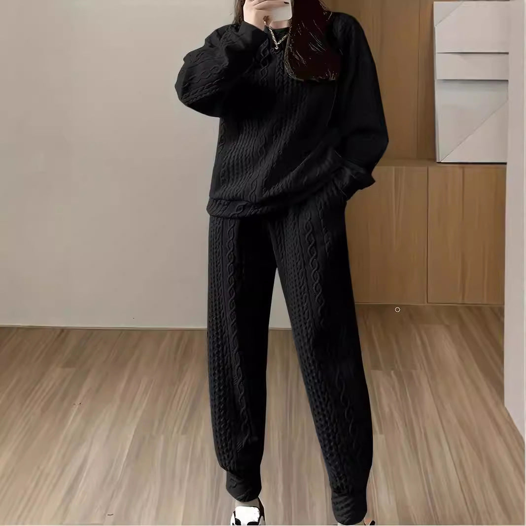 Dame strik-loungewear-sæt med struktureret design og behagelig pasform Stilla