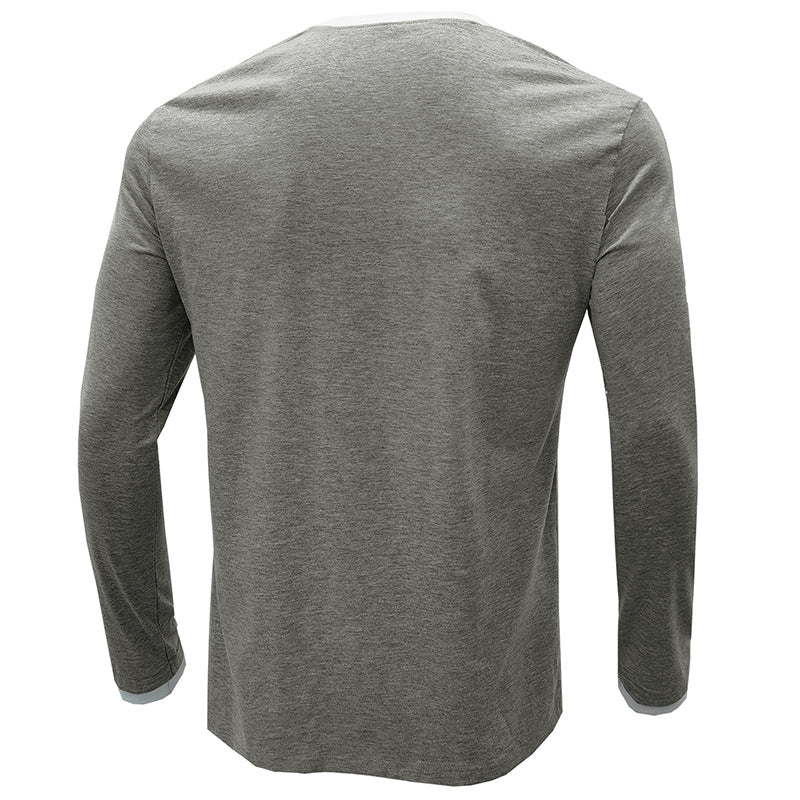 Herren Langarmshirt med modisch Henley-udskæring og kontrasterende kravebehandling Stilla