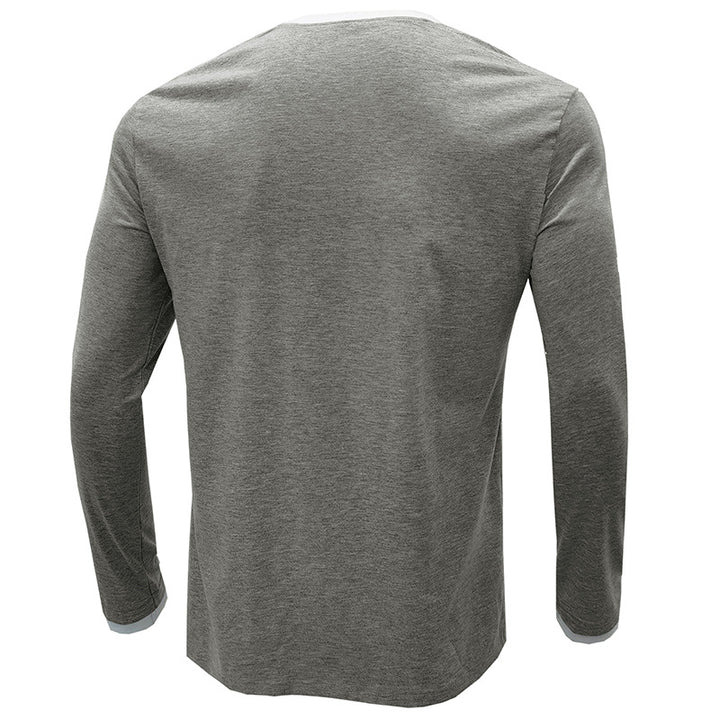 Herren Langarmshirt med modisch Henley-udskæring og kontrasterende kravebehandling Stilla