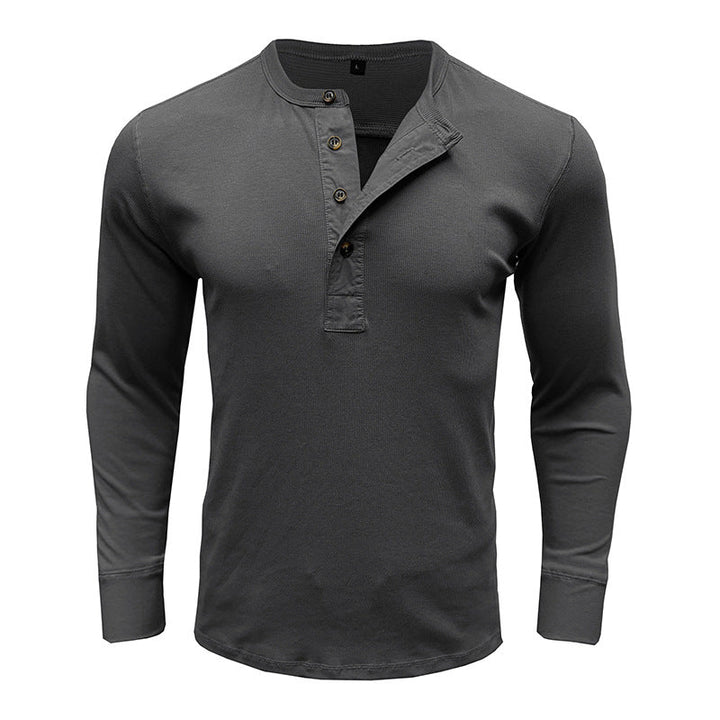 Stilla | Lange ærmer Regular fit bomuldsblanding Henley udskæring afslappet stil