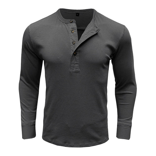 Stilla | Lange ærmer Regular fit bomuldsblanding Henley udskæring afslappet stil