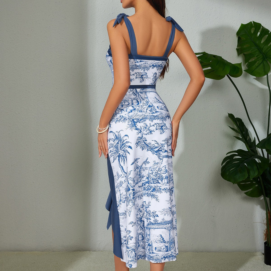 Dame Rynkekjole med elegant print Stilla