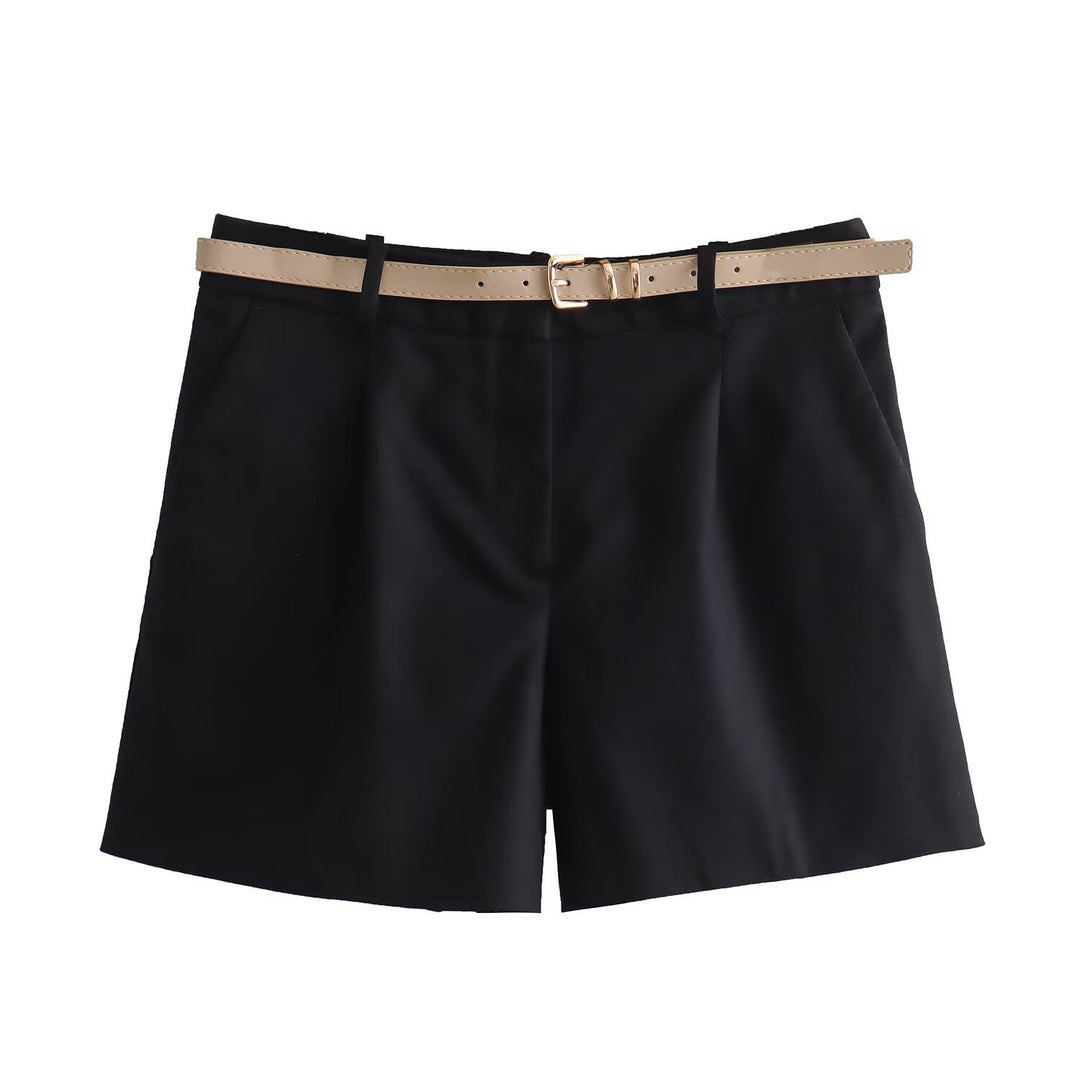 Dame elegante shorts med praktisk bælte Skovae