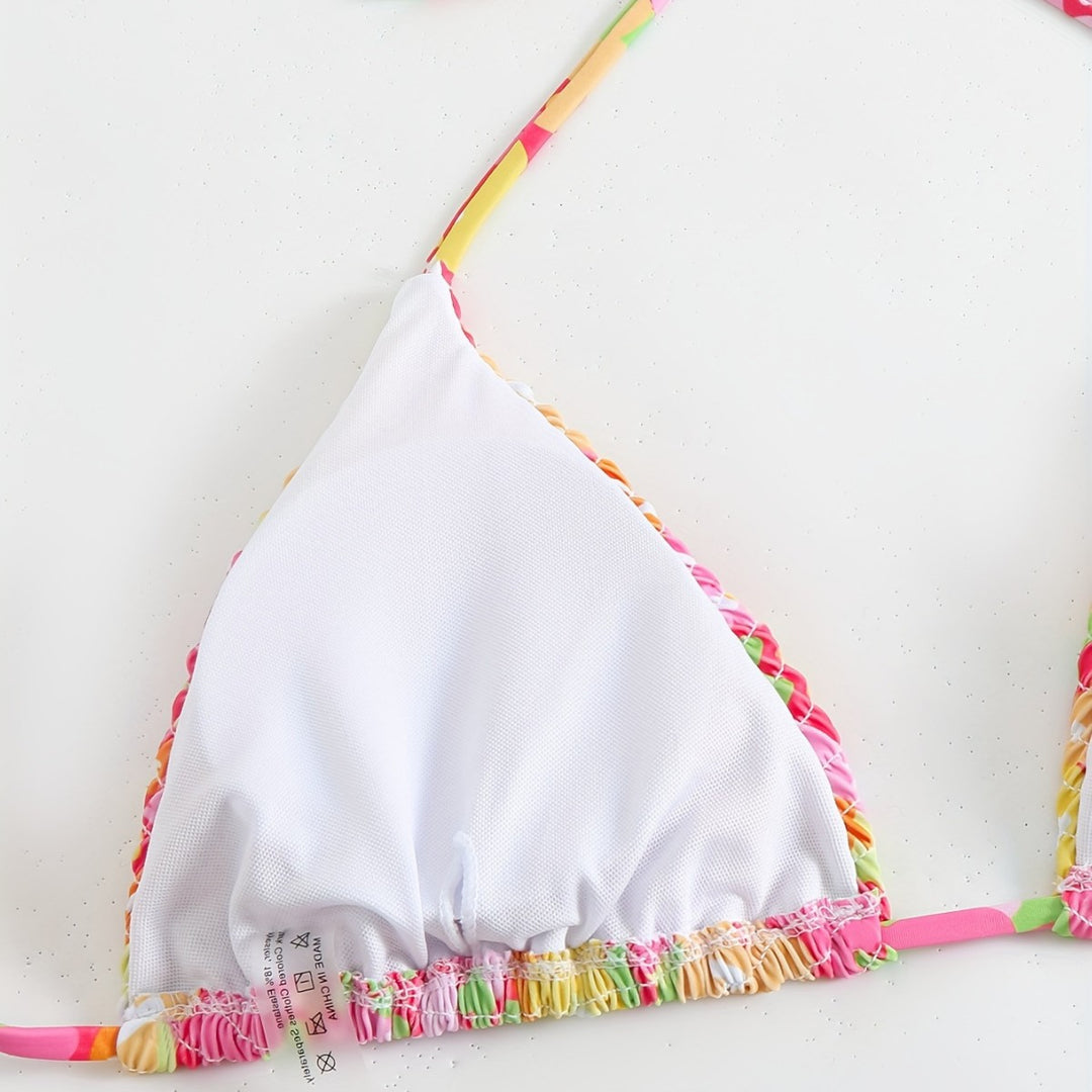 Dame Triangel-Bikini-Sæt med floralt design Skovae