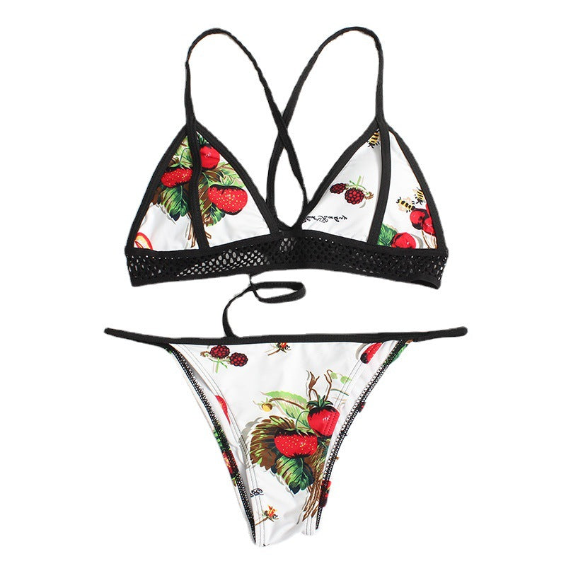 Dame Triangel-Bikini med frugtagtig design og justerbare stropper Stilla