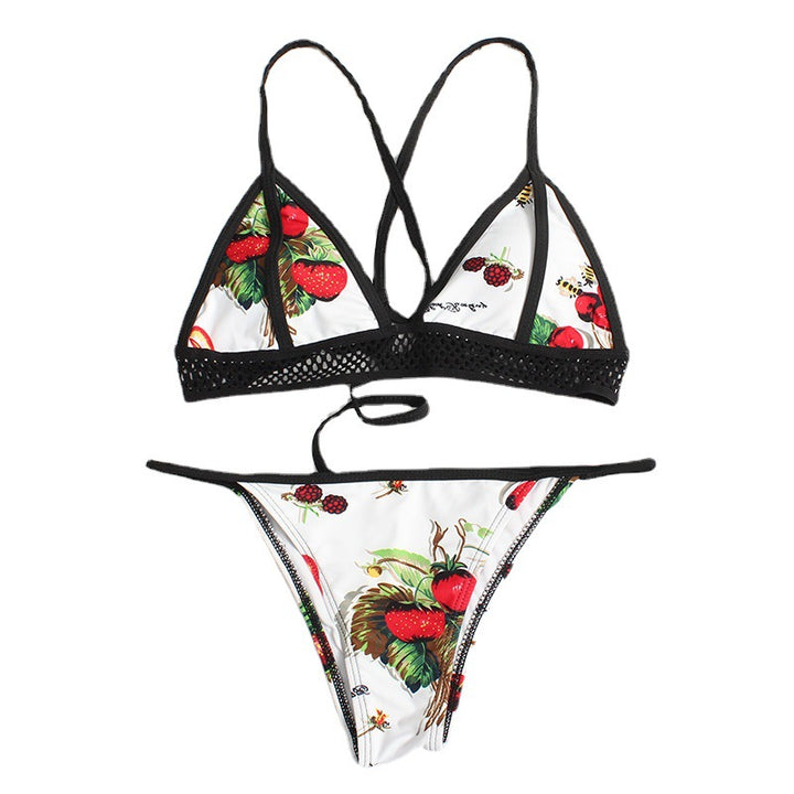 Dame Triangel-Bikini med frugtagtig design og justerbare stropper Stilla