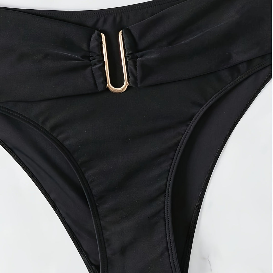 Dame bikini sæt med højtaljede bukser og dekorativ snørelukning Skovae