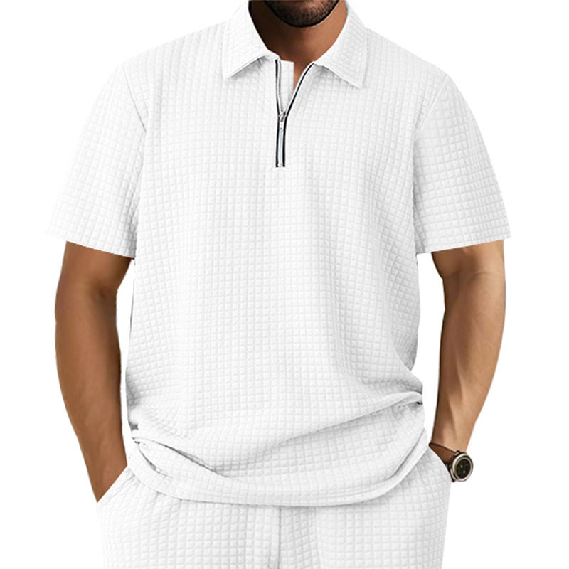 Herrer polo t-shirt med lynlås og struktureret design Stilla