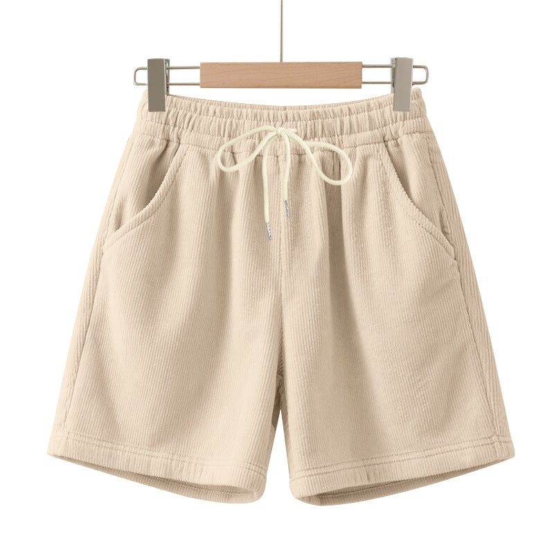 Herren nan ribbet Jersey-shorts med elastisk talje, dekorativ snor og sidelommer Skovae