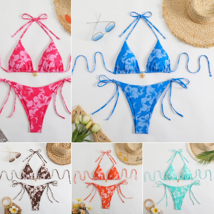 Dames triangel-bikini med elegante blomsterdetaljer Skovae