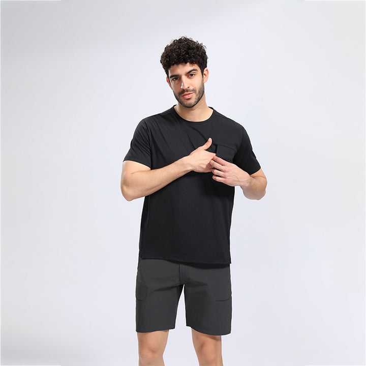 Herren åndbar fritids-T-shirt med brystlomme Stilla