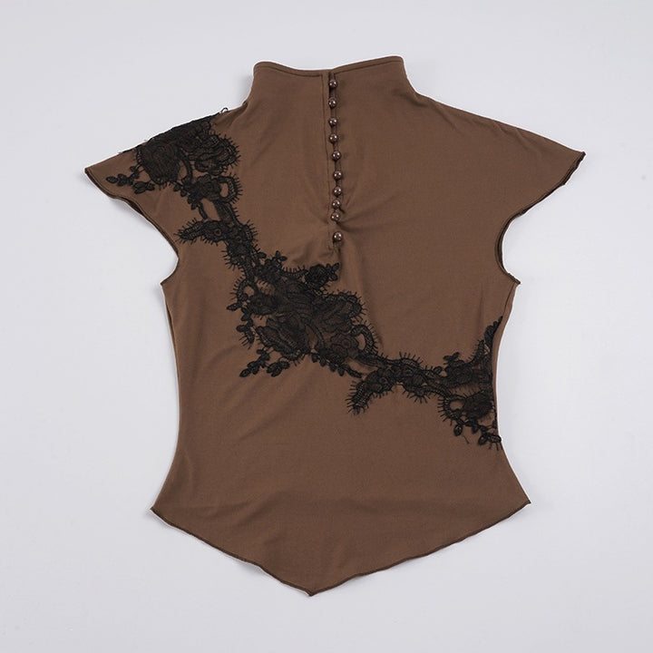 Dame Elegant spids bluse med moderigtigt krave og raffinerede knapdetaljer Skovae
