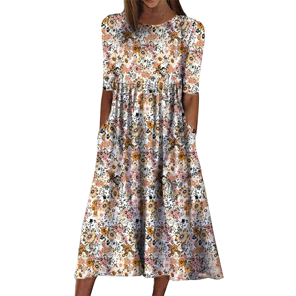 Dame Flydende Floral Midikjole Stilla