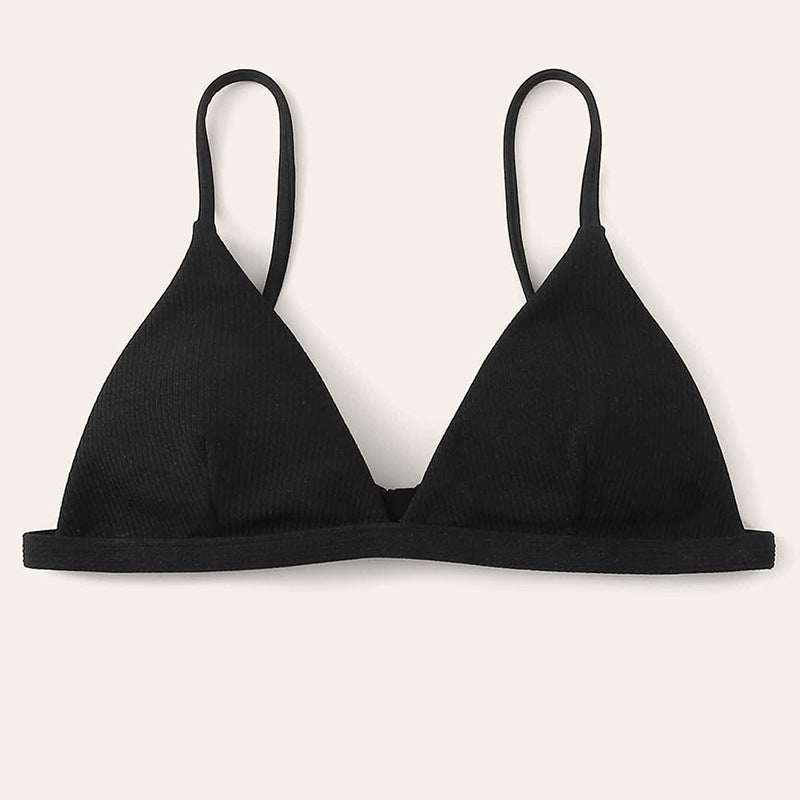 Dame Triangel-Bikinioberdel med fin ribstruktur og justerbare stropper Stilla