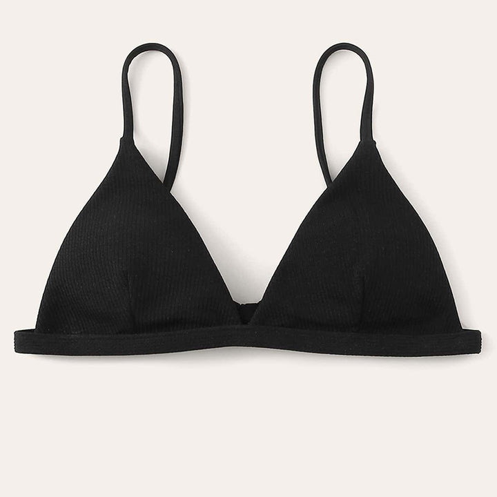 Dame Triangel-Bikinioberdel med fin ribstruktur og justerbare stropper Stilla