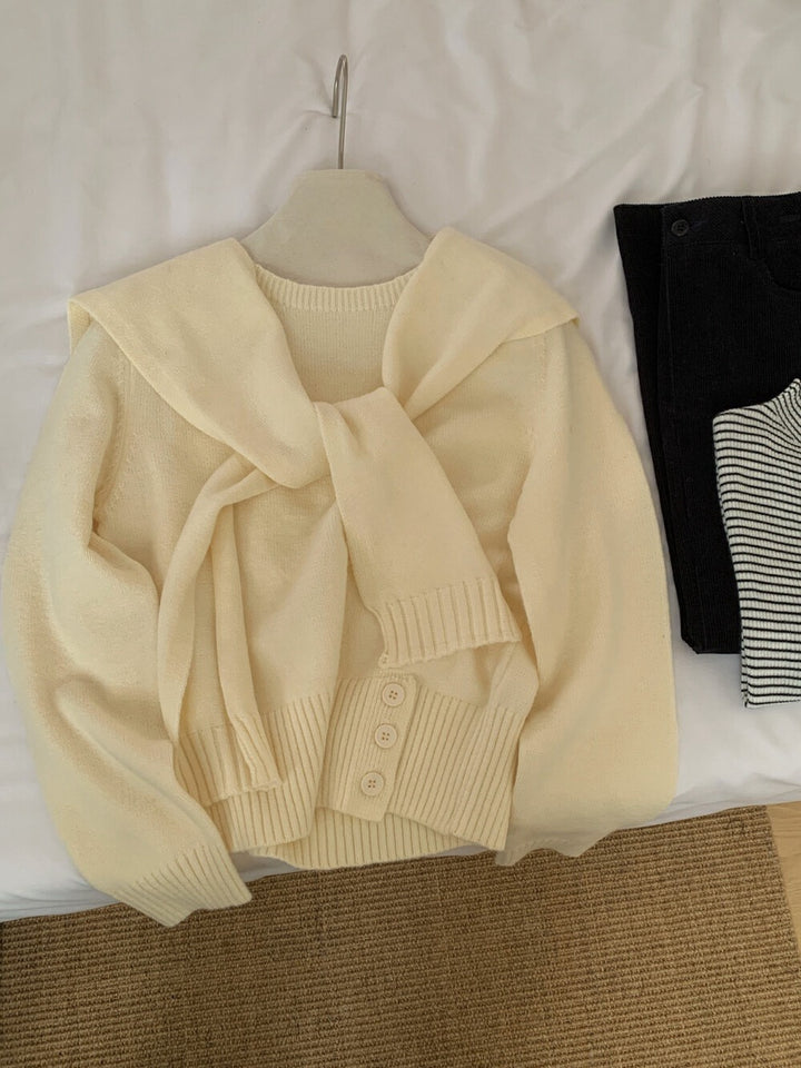 Damer elegant sweater med aftagelig krave Stilla