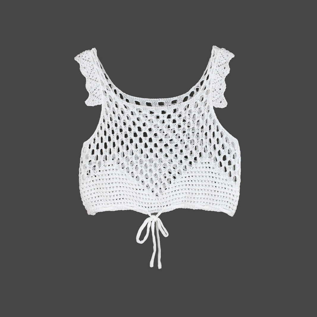Dame luftigt hæklet crop-top Stilla
