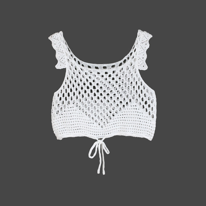 Dame luftigt hæklet crop-top Stilla