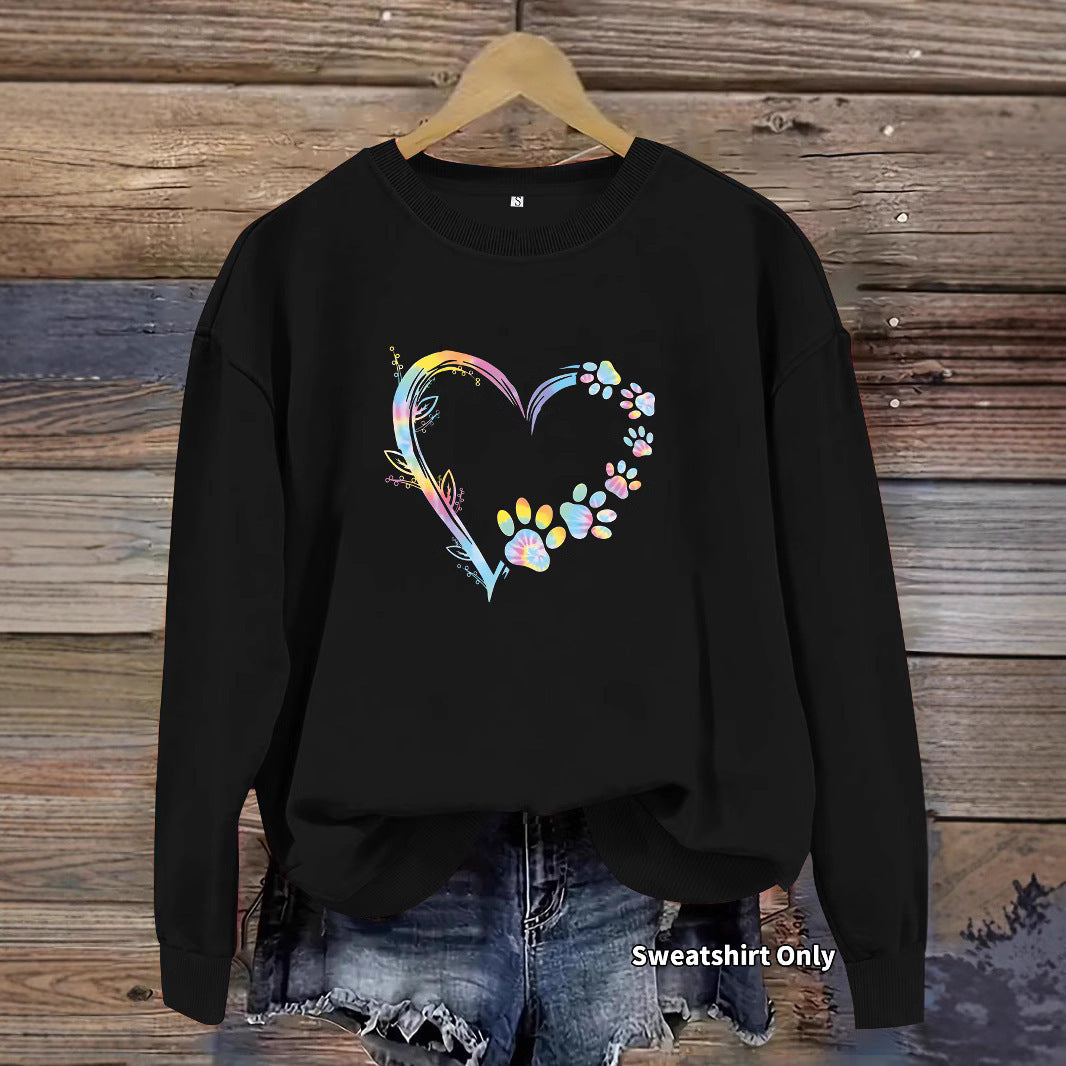 Kvinders sweatshirts med blomsterhjerte design og behagelig pasform Stilla