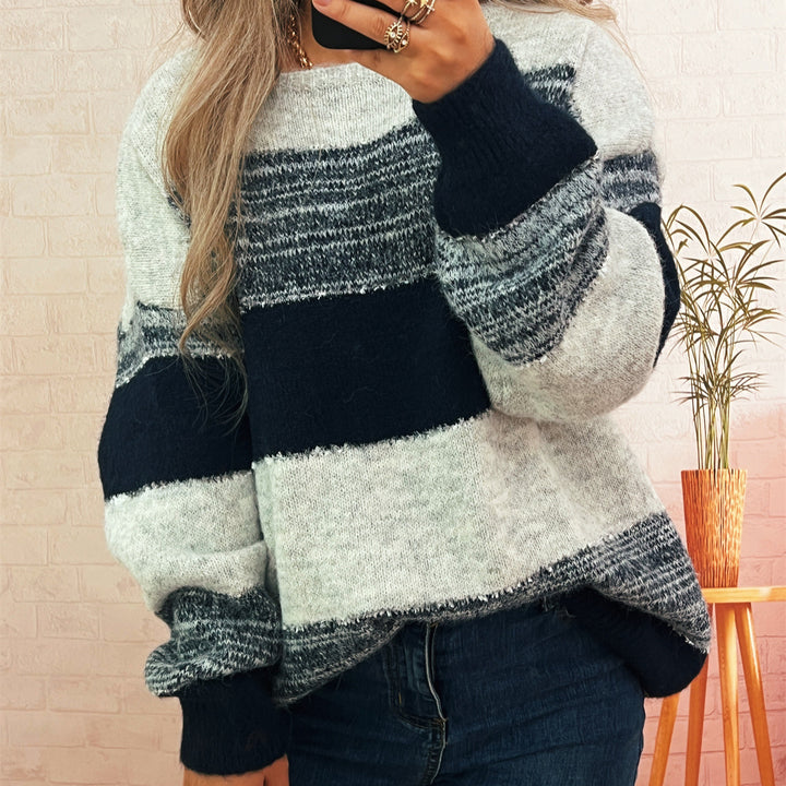 Kvinders hyggelige oversized sweater med trendy stribemønster og afslappet snit Stilla