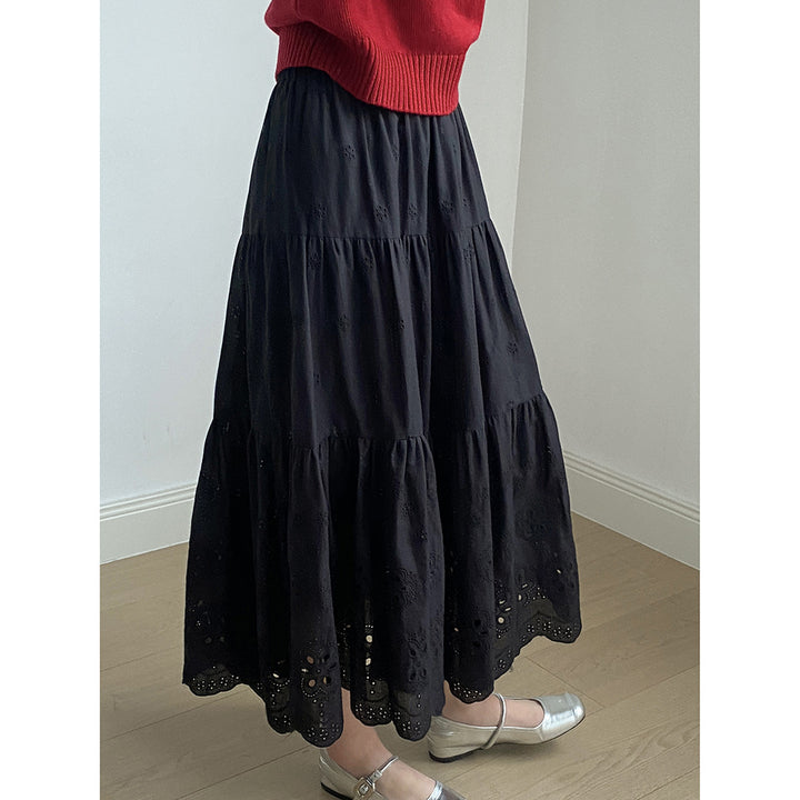 Dame Luftige Longskirt med legende broderier Stilla