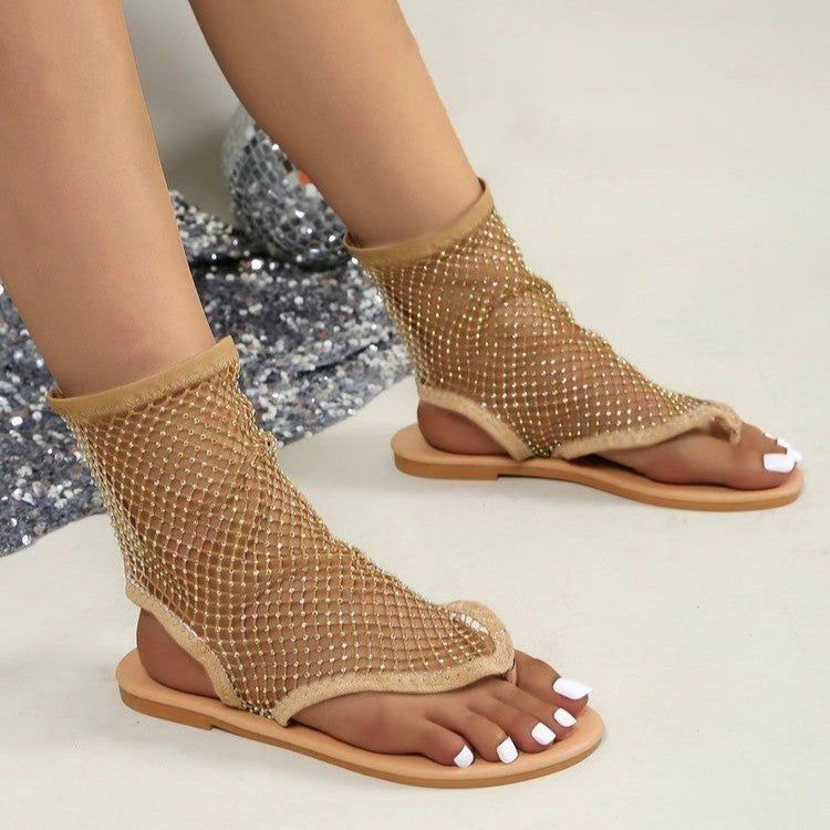Dame elegante sandaler med funklende net-design og komfortabelt fodseng Stilla