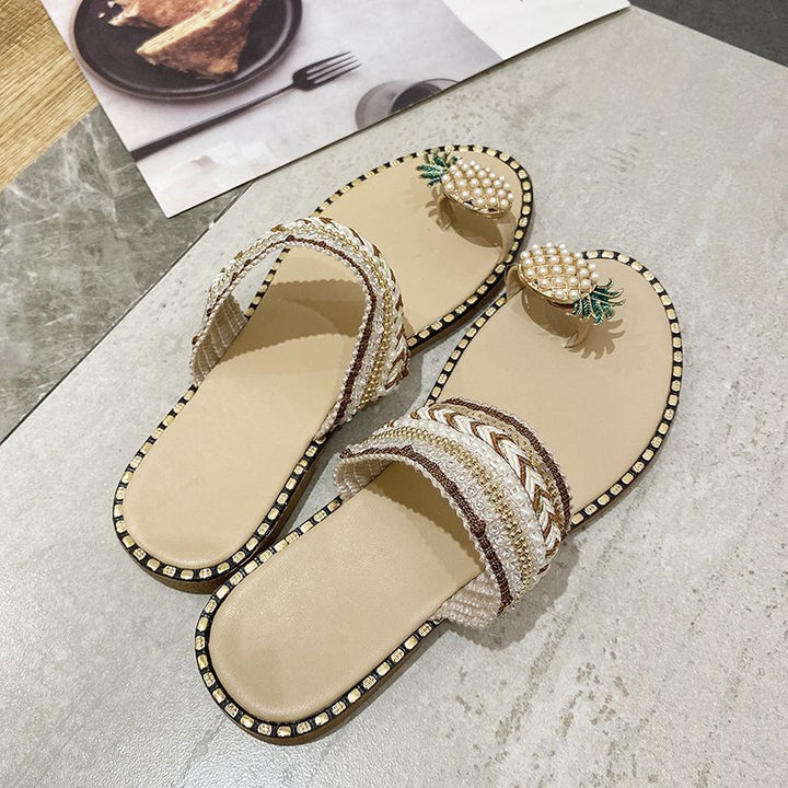 Dame sandaler med elegant perlepynt og smart rem Stilla