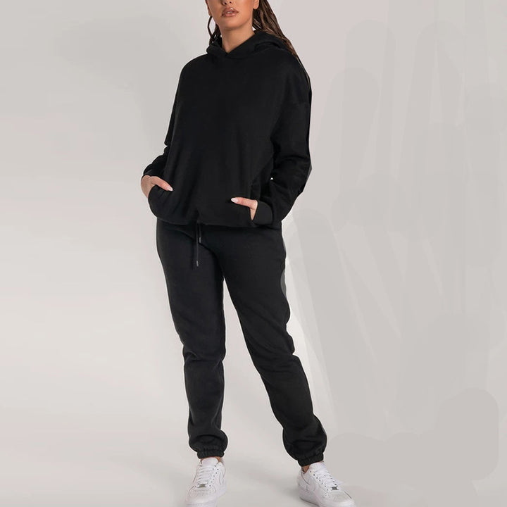 Kvinders casual hoodie sæt med praktiske lommer og elastisk talje Stilla