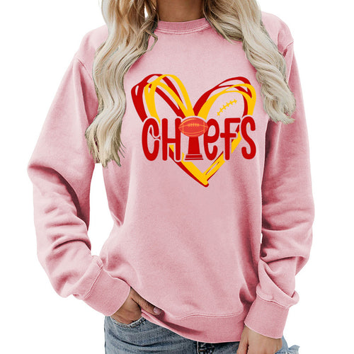 Kvinders sweatshirt med hjerte-design og kreative sportsgrafikker Stilla