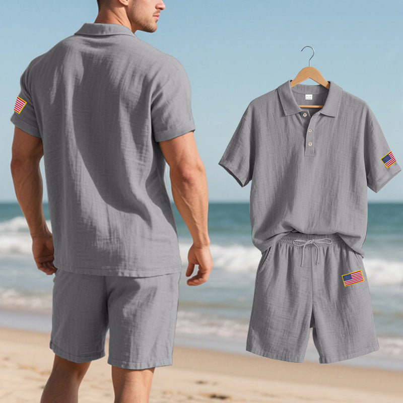 Herre poloshirt med shorts i casual strandlook Stilla