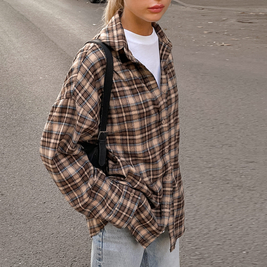 Dame flannel skjortejakke med ternet mønster Stilla