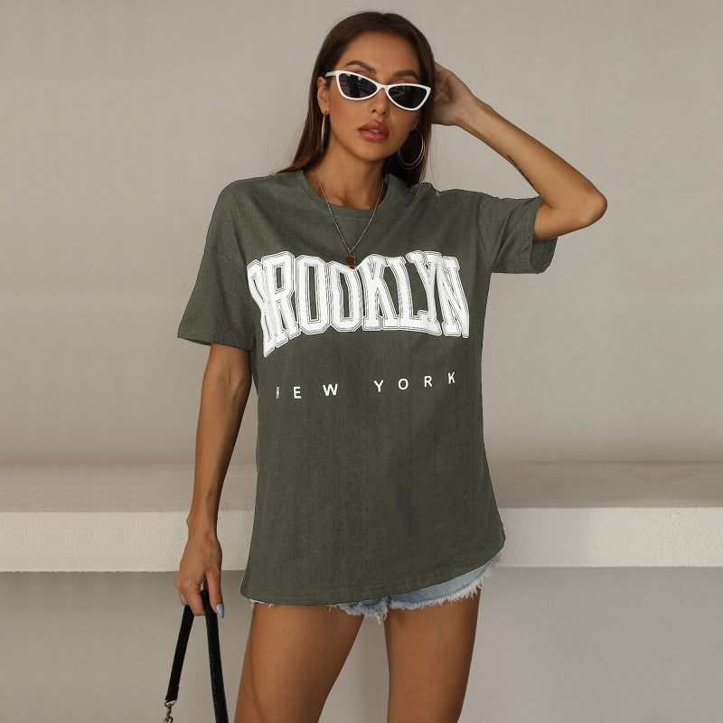 Kvinders oversized T-shirt med trendy Brooklyn print Stilla