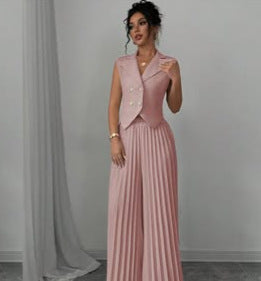 Dame designer-vest med plisserede bukser Stilla