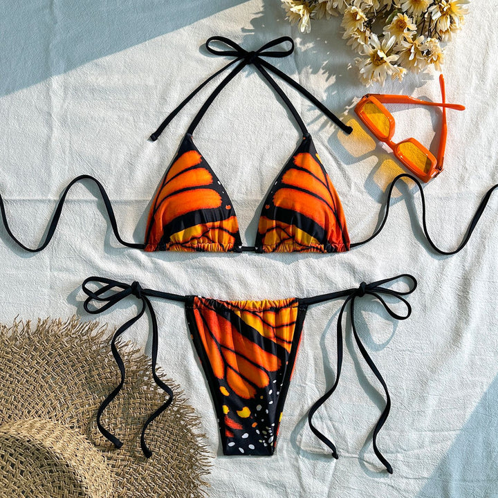 Dame Triangel-Bikini med raffinerede binde-detaljer Skovae