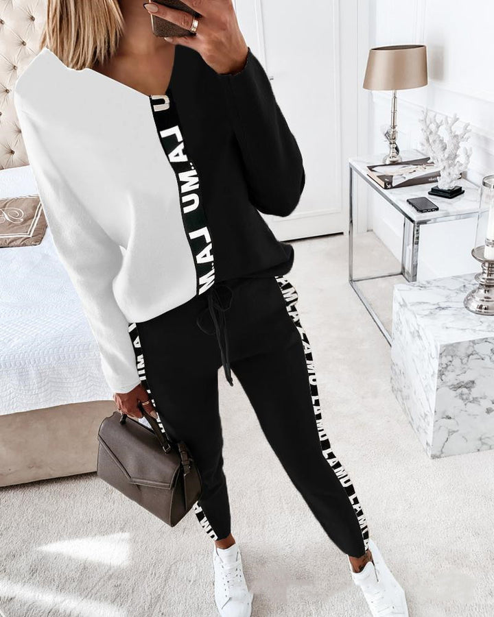 Dame tracksuit med moderne farveblokdesign og elastisk talje Stilla