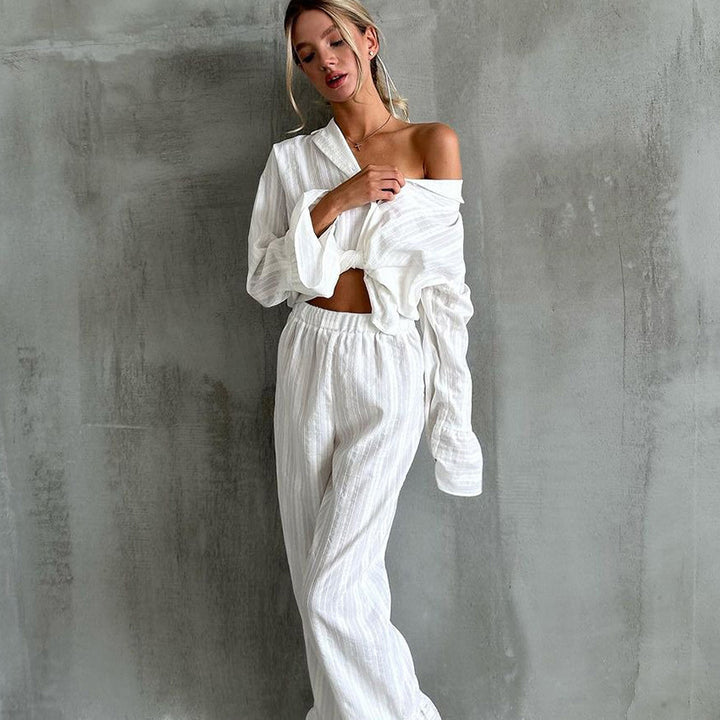 Dame mode lounge-sæt med oversized top og komfortable bukser Stilla