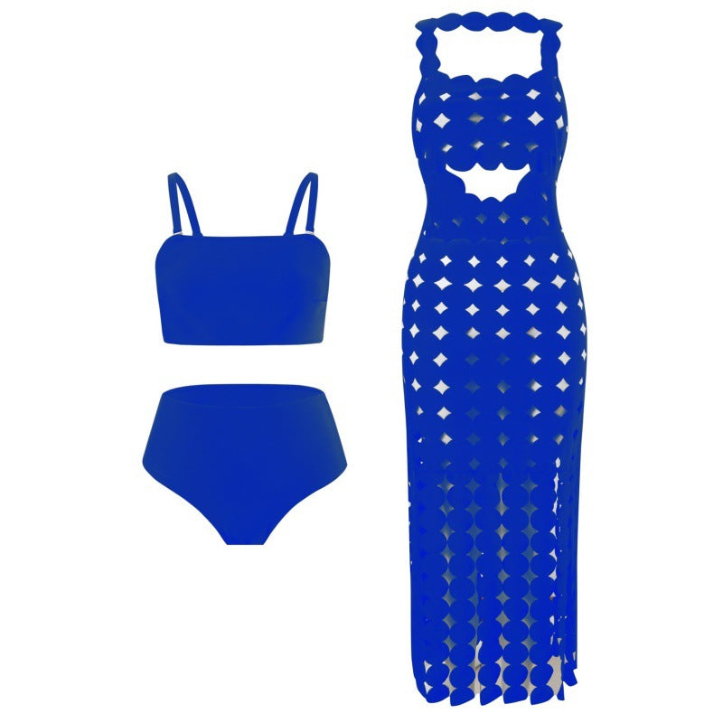 Dame Strandkjole i moderne cut-out materiale med frynset design Stilla