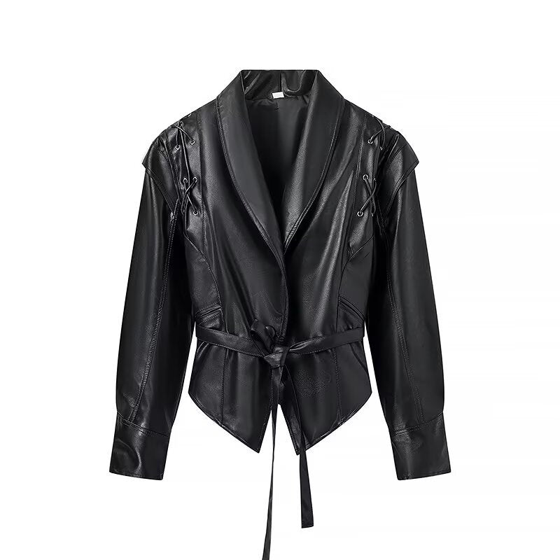 Femme Cropped Kunstlæder Bikerjakke med stilfulde knapdetaljer Stilla