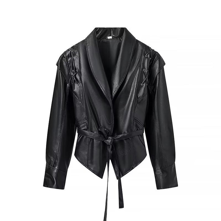 Femme Cropped Kunstlæder Bikerjakke med stilfulde knapdetaljer Stilla