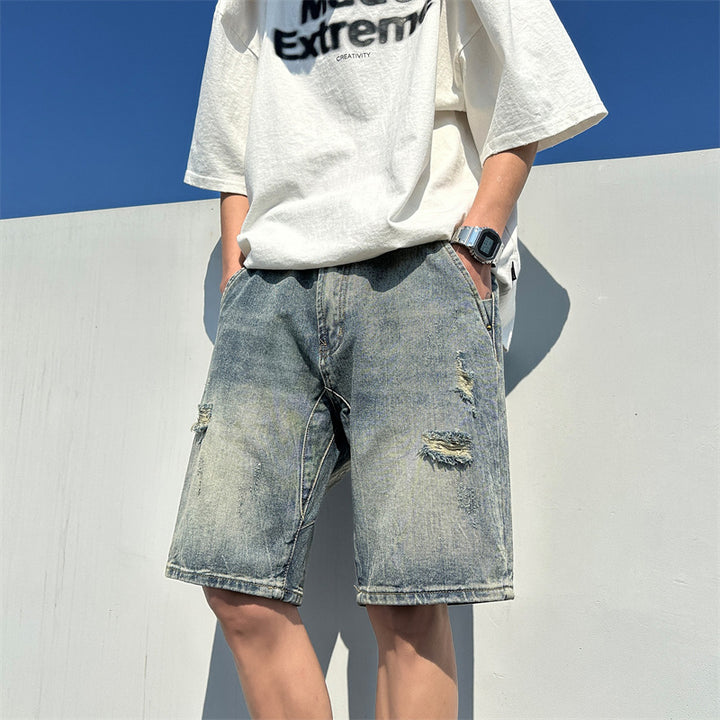 Herrer Distressed Denim Cargo Shorts Stilla