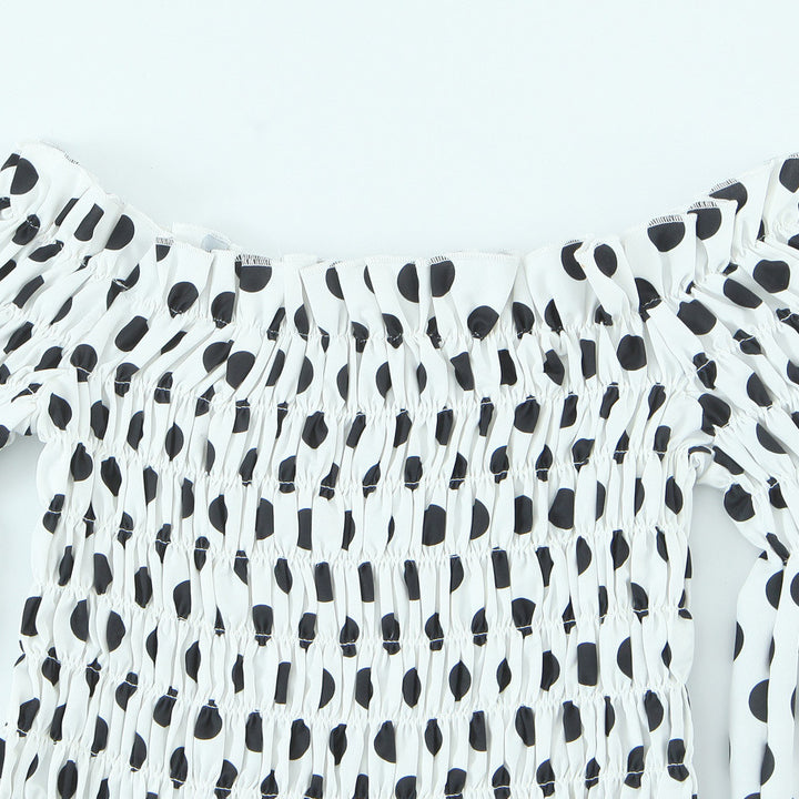 Dame Off-Shoulder Bluse med Volantdetaljer og Polka-Dots Stilla